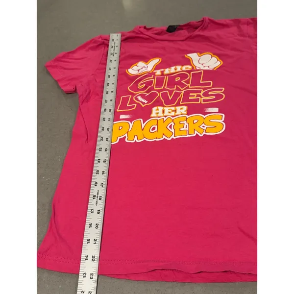 Gildan Girl Loves Her Packers T Shirt‎ Pink Football Fan Womens small medium - Image 2