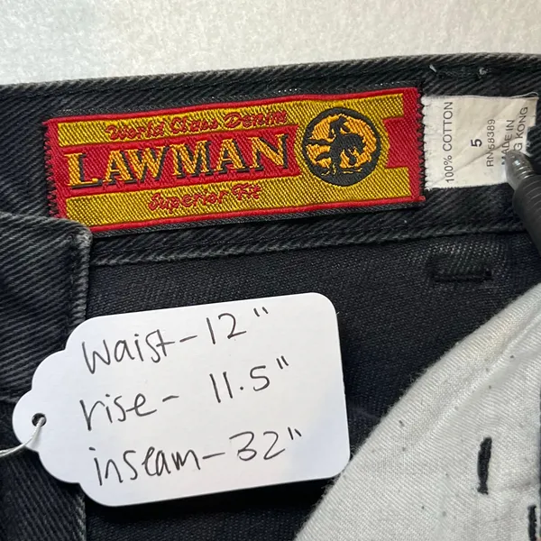 VTG Lawman Bareback Western Jeans High Rise Relaxed Fit Side Button Black Sz 5 - Image 11