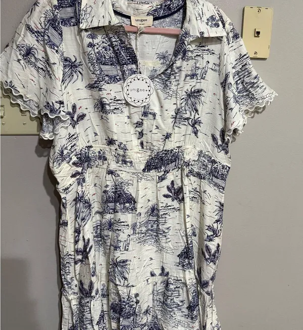 Umgee Landscape Print Collared Mini Dress NWT XL - Image 4