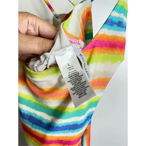 Kim Rogers Rainbow Stripe‎ Tankini Swim Top Multicolor Size Large Adjustable - Image 8