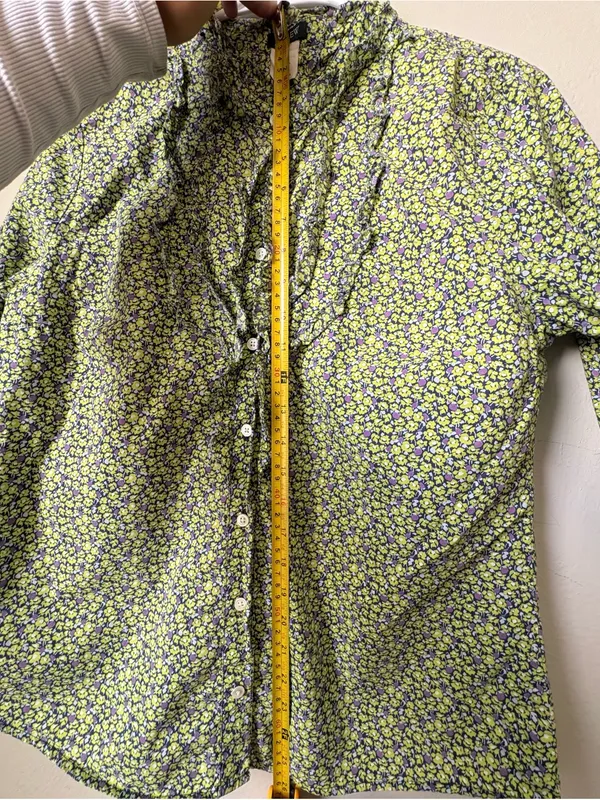 J.Crew Floral Ruffle Blouse 100% Cotton Button Front Cottagecore Preppy - Image 9