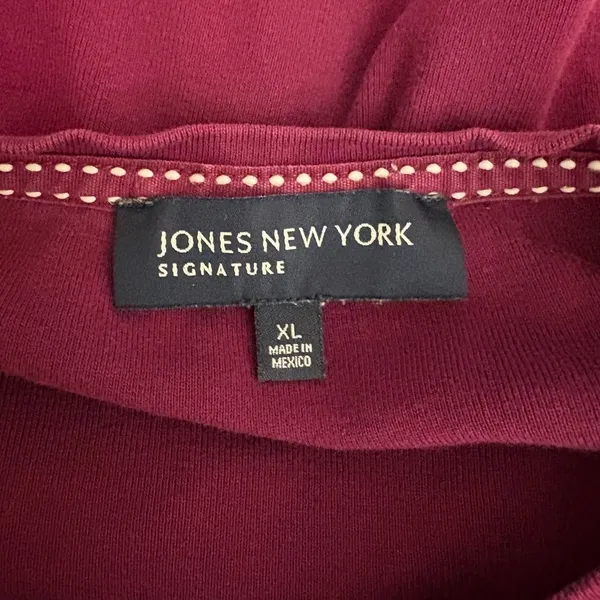 Jones New York Signature Long Sleeve Shirt Size XL Purple Cotton Crewneck - Image 4