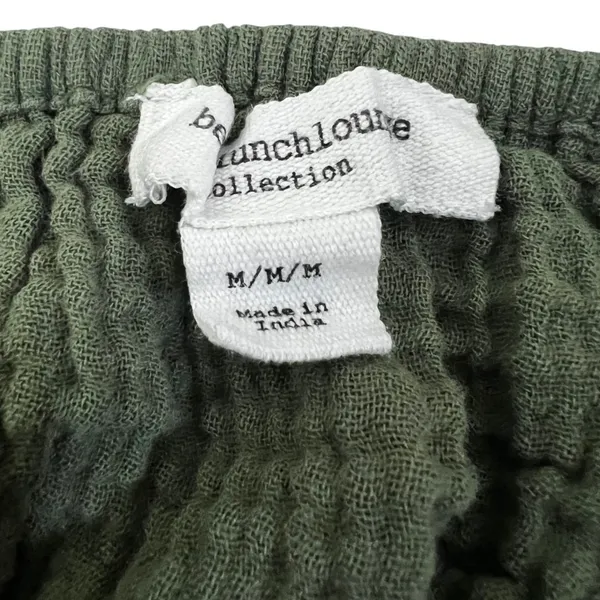Beachlunchlounge Tiered Solid Mini Dress Green Boho Gauze Puff Sleeve Size M - Image 5
