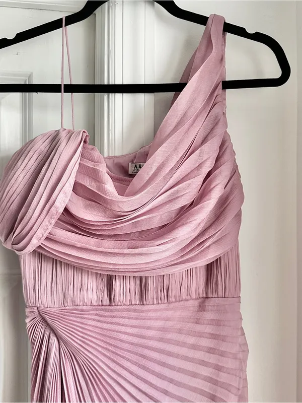 AMUR Joelle Pleated Draped Asymmetrical Gown - Image 7