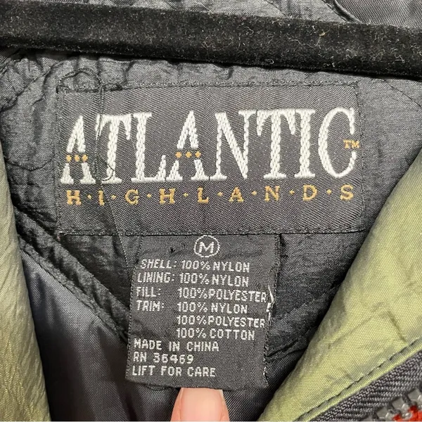 Vintage Atlantic Highlands Black & Green 1990s Parka Coat Womens M Patchwork - Image 3