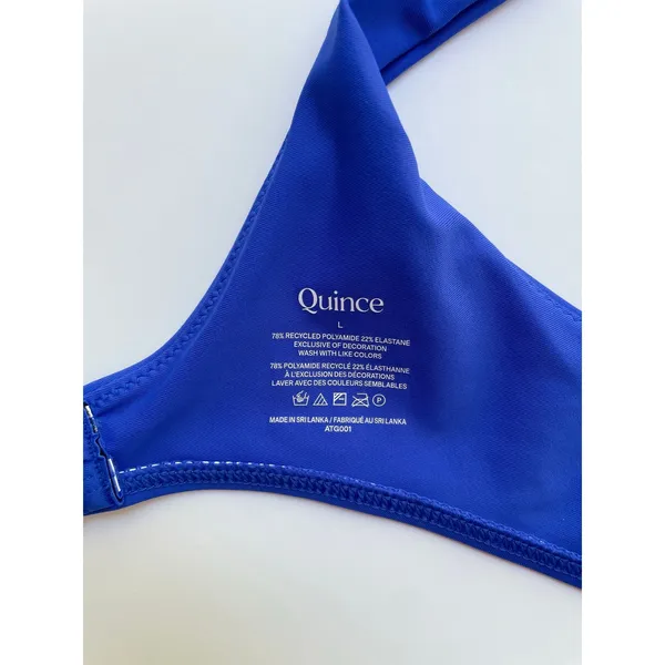 Quince Italian Plunge Bikini Swim Top Electric Blue Size Large NEW - Image 5