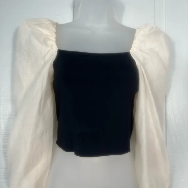 Miou Muse Eloise Black and Ivory Top Size Large EUC - Image 5
