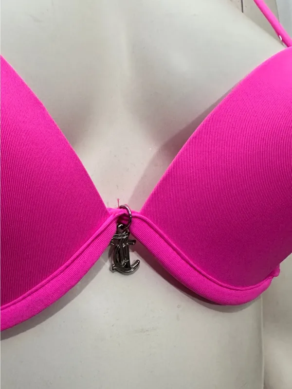 Juicy Couture Hot Pink Underwire Bikini Set with Mesh Sarong Coverup Size XS - Image 5