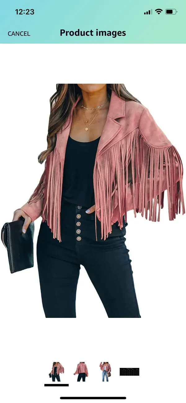 Tassel Fringe Jacket Pink Size L - Image 4