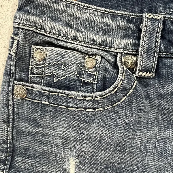 Miss Me Size 27 Boyfriend Shorts Mid Rise Cuff Stretch Rhinestone Stud Pockets - Image 7