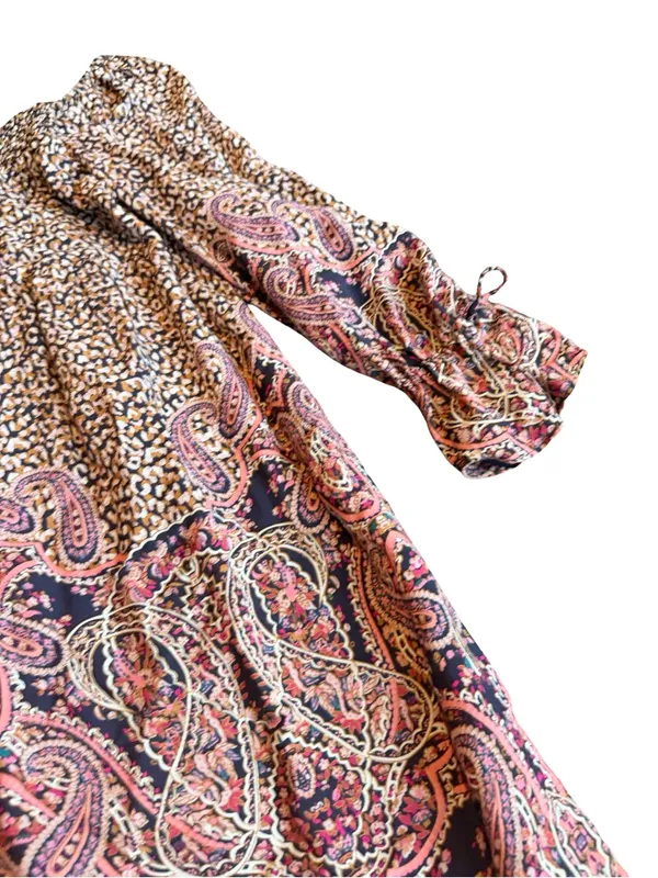 Maeve Anthropologie Milou Dress Cheetah Boho Mixed Print Peasant Flowy Medium - Image 7