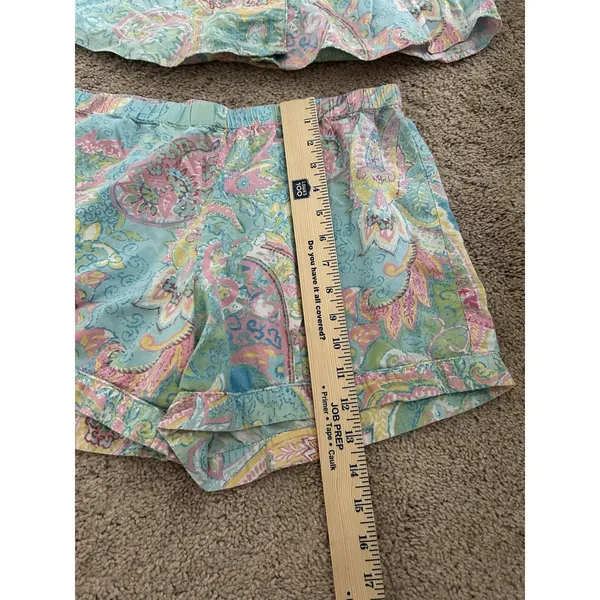 Lauren Ralph Lauren Paisley Pastel Cotton Boxer Pajama Set Size Medium Preppy - Image 12