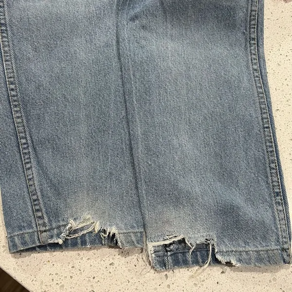 Vintage 90s Jr Size 7‎ Bugle Boy Jeans Distressed Blue High Rise Mom Tapered Leg - Image 4