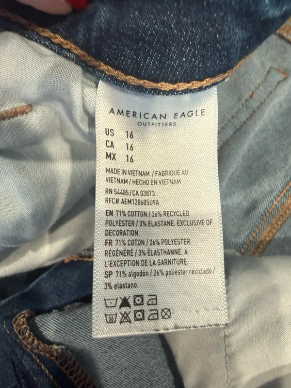 American Eagle Super High Rise Shortie Denim Shorts Size 16 Next Level Stretch - Image 9
