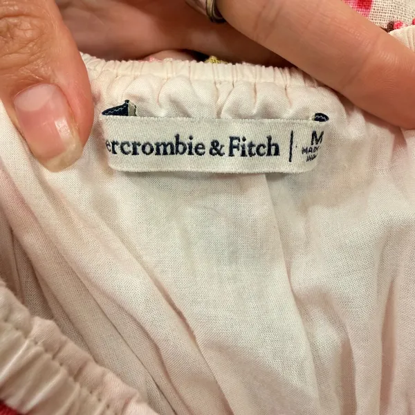 Abercrombie & Fitch Pink Floral Linen Blend Ruffle Strap Mini Dress Womens M - Image 7