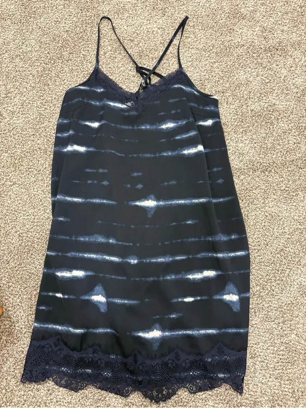 aerie Blue Tie-Dye Lace Trim Slip Dress - Image 2