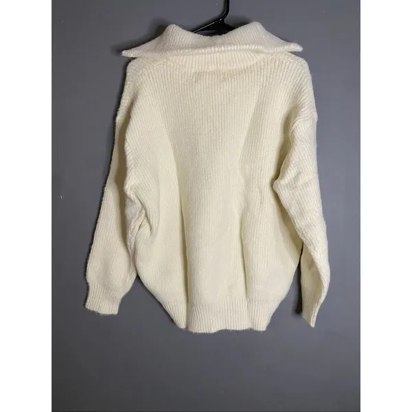 Aelfric Eden White Cowl Turtle Neck 1/4 Zip Sweater Size Small NWT - Image 4