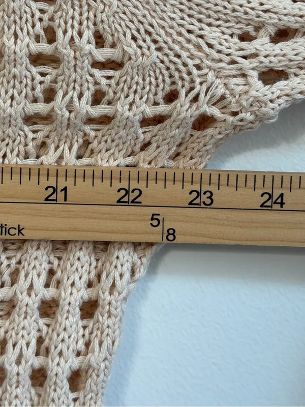 J. CREW Open Knit Sweater Large Tan Beige BZ498 Travel Coastal - Image 7