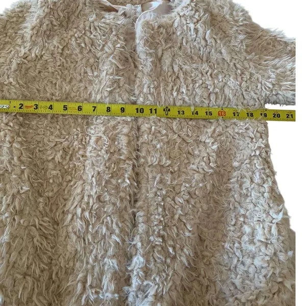 Sadie & Sage Anthropologie Cream Faux Fur Shaggy Coat M So So‎ Soft Quiet Luxury - Image 7