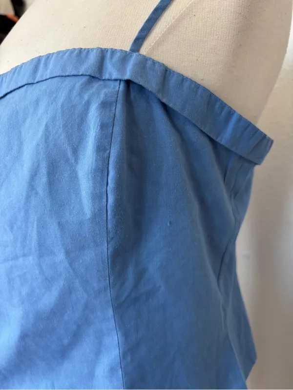 Vintage 90s Y2K Solid Blue Cropped Tank Top Size 14 - Image 2
