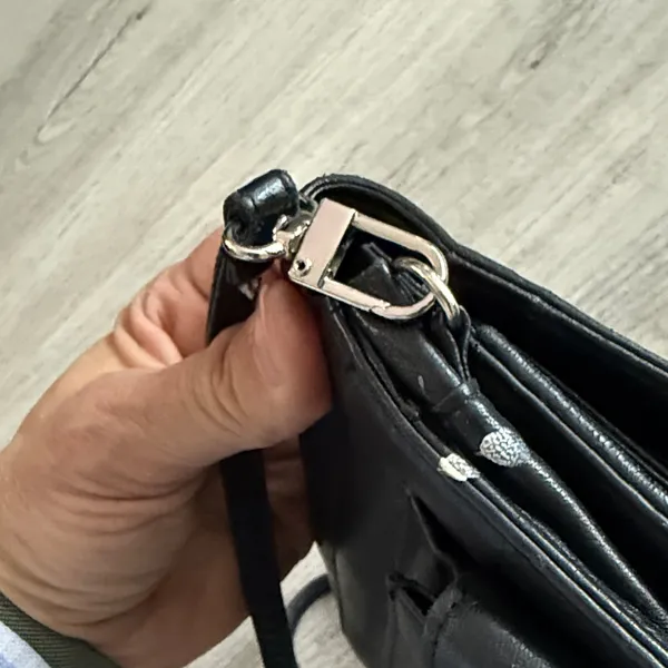 Wilsons Leather Black Mini Bag with Gold Plaque - Image 9