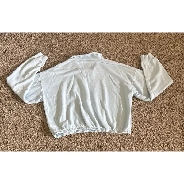 American Eagle Light Blue Quarter-Zip Slightly‎ Cropped Sweatshirt Size Medium - Image 6
