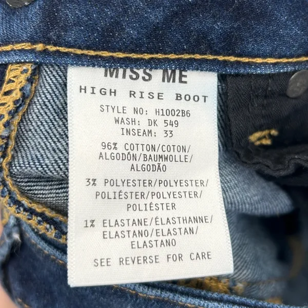 Miss Me‎ Womens High Rise Bootcut Distressed Back Flap Pocket Jeans Size 25x33 - Image 6