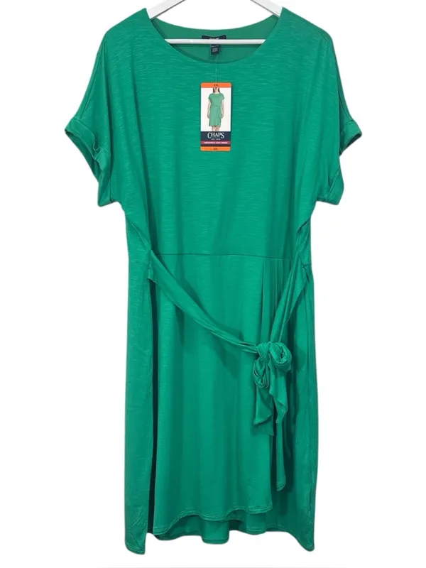 Chaps NWT Crewneck Knit Dress Green Short Sleeve Size XXL Womens - Image 2