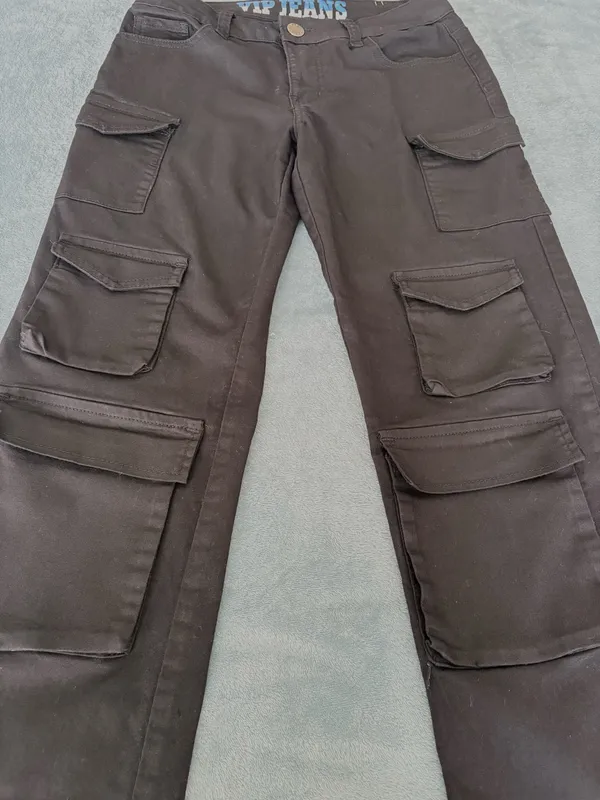 VIP Jeans Black Cargo Pants Wide Leg Stretch Size 3/4 - Image 2