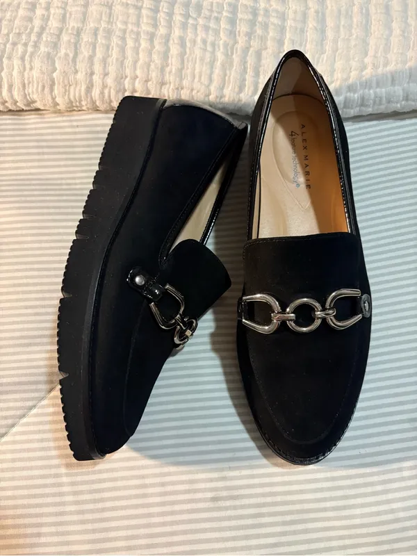 Alex Marie Black Suede Loafers Size 9M - Image 2