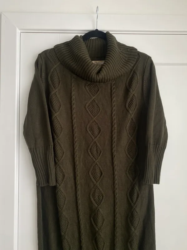 Appraisal Women's Sweater Dress Brown Turtle Neck Cable Knit Mini - Image 3