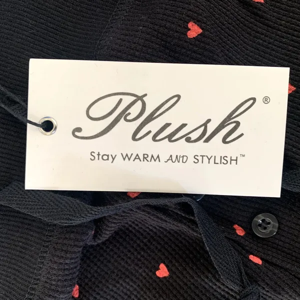 NWT‎ Revolve Plush Thermal Heart Pajama Scrunchie Set in Black Red - Image 10