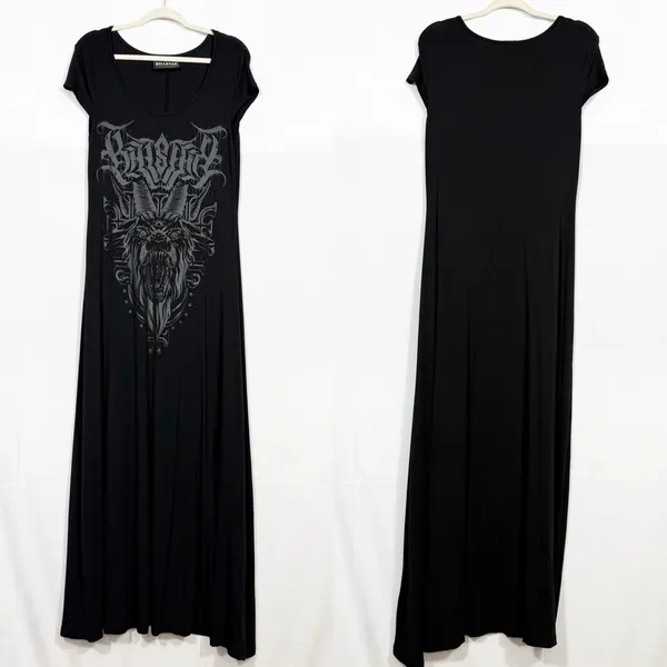 Killstar Bellow Maxi Dress Baphomet Graphic Print Grunge Goth Gothic Punk Black - Image 10
