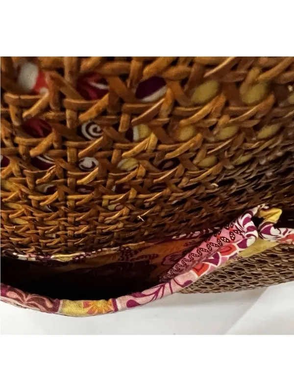 Vera Bradley Woven Straw Rattan Tote Bag Floral Boho Summer Beach Market 🌿 - Image 12