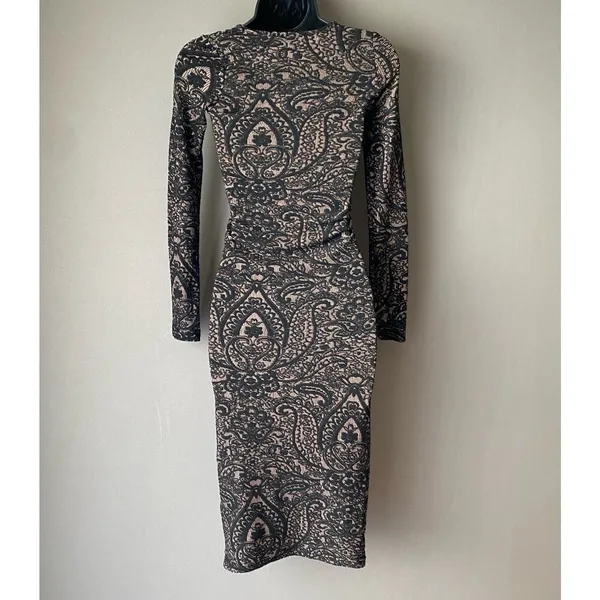 Topshop sz XS black‎ cream lace bodycon dress - Image 6