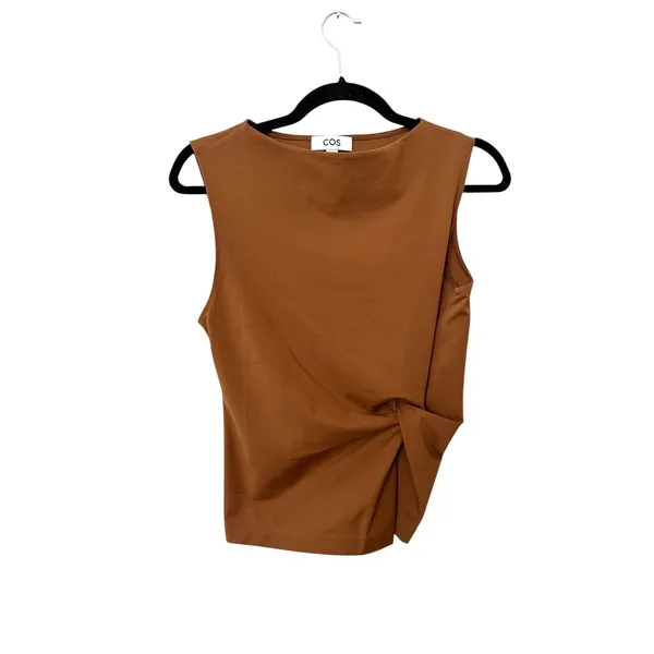 COS Twist Front High Neck Blouse Camel Brown X-Small - Image 2