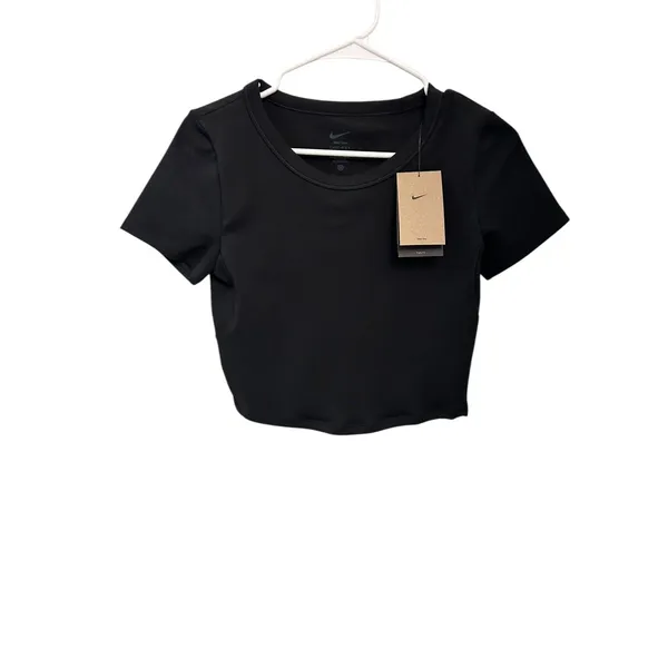 Nike One Fitted Women's Dri-FIT Short-Sleeve Cropped Top Black Size M NWT - Image 6
