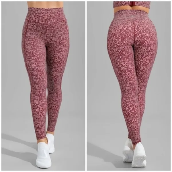 Buff Bunny Rosa pocket legging "Bossy" print vineyard red size medium - Image 2