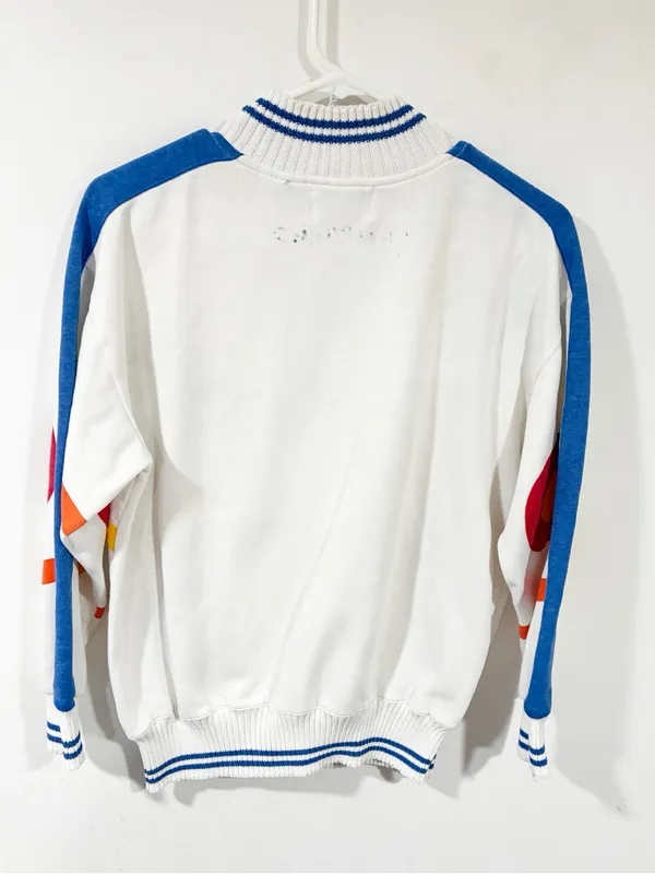 Vintage American Sportif Geometric Shapes White Crewneck Sweatshirt Size Small - Image 5
