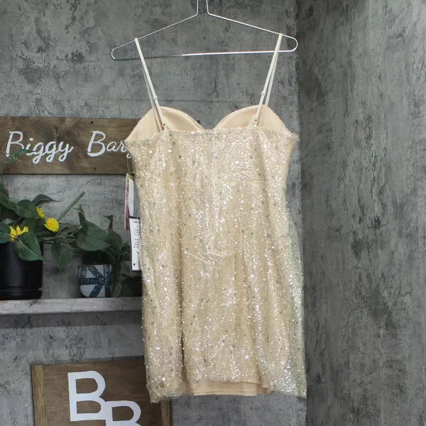 NWT Emerald Sundae Glitter Sequin Sleeveless Fit & Flare Dress Champagne Brown L - Image 5