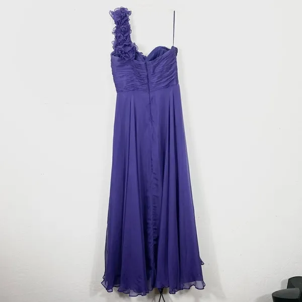 Jovani Purple 100% Silk One Shoulder Formal Gown - Image 2
