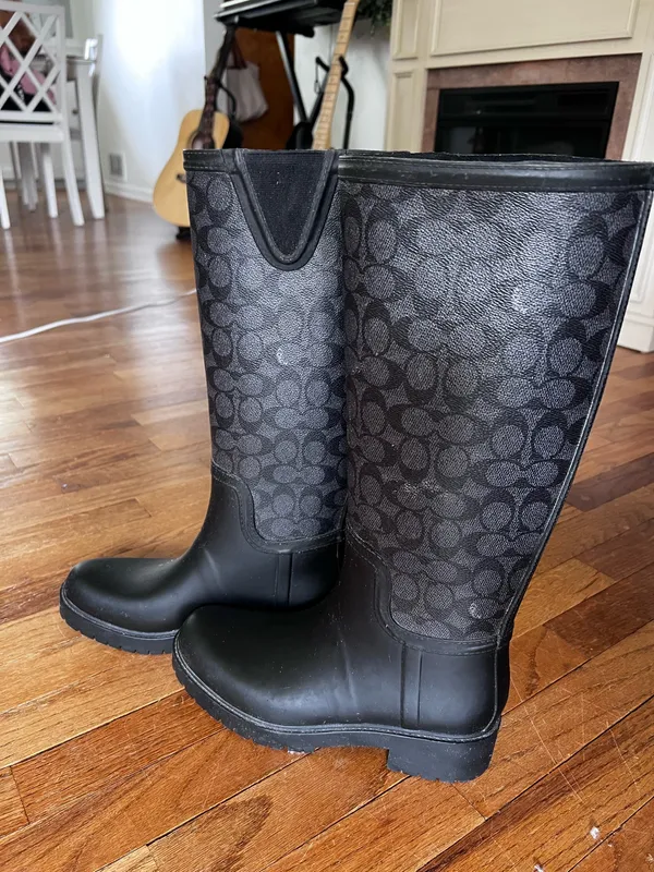 Coach Tall Rain Boots Black Size 9 - Image 7
