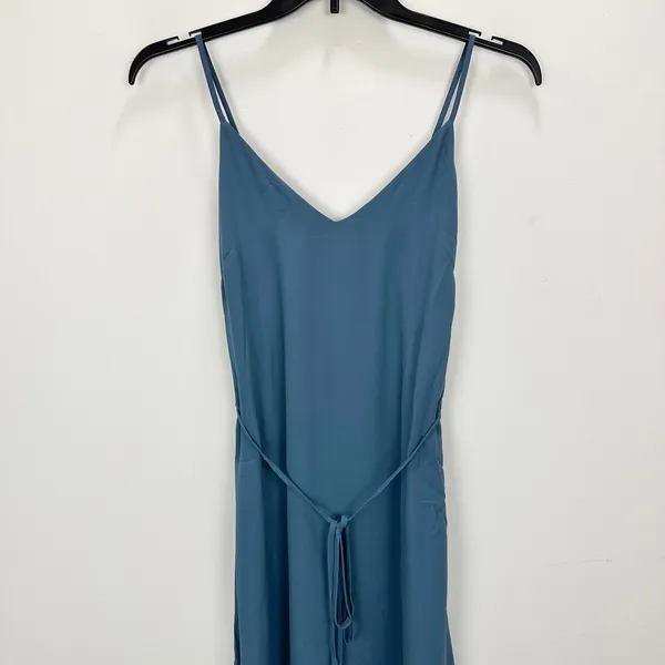 NEW Lulus Dusty Blue Tie Back Slip Mini Dress Adjustable Straps Chiffon Small - Image 5