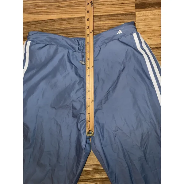 Vintage 2002 Adidas Baggy Track Pants Swish Mesh Lined Baby Blue 3 Stripe Size L - Image 4