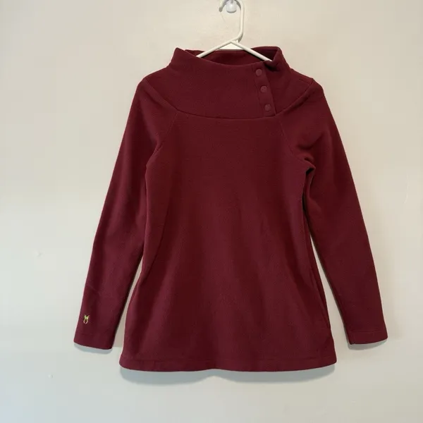 Dudley Stephens Marielle Mock‎ Snap Neck Red Vello Fleece Size XS - Image 2