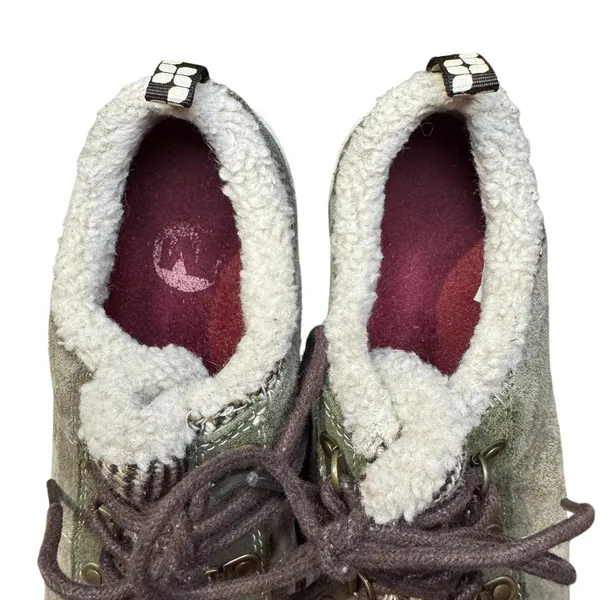 Merrell Shoes Womens‎ Size 8 Dark Olive Ivory Faux Fur Lined Hiking Winter Boots - Image 3
