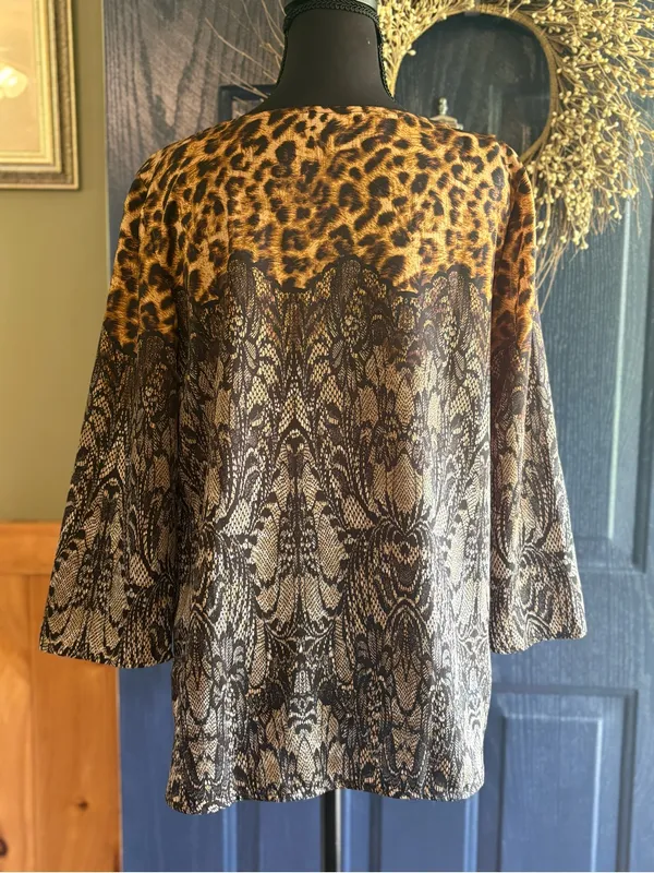 Ann Taylor Leopard & Lace-Effect Tunic Top - silky feel Polyester size Small - Image 3