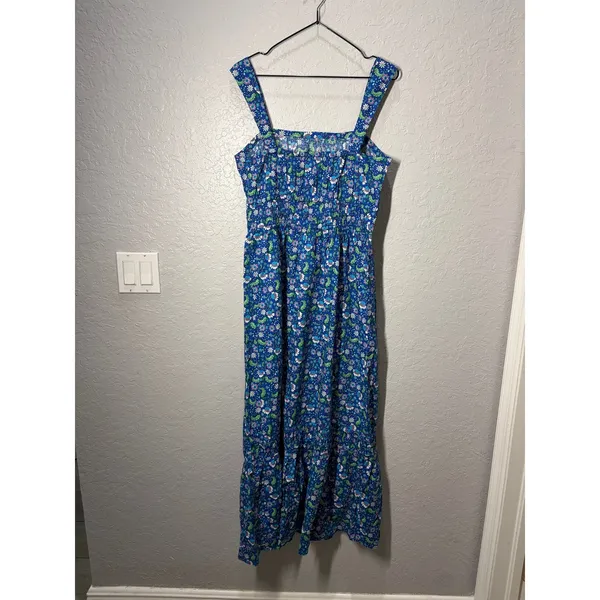 LOFT Floral Smocked Babydoll Dress Sz M Boho Fairy Cottagecore - Image 7
