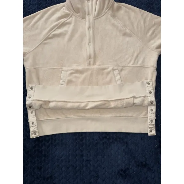 Athleta Women's Recover Cozy Snap Front‎ Sweatshirt Chantilly Cream Sz XL - Image 4