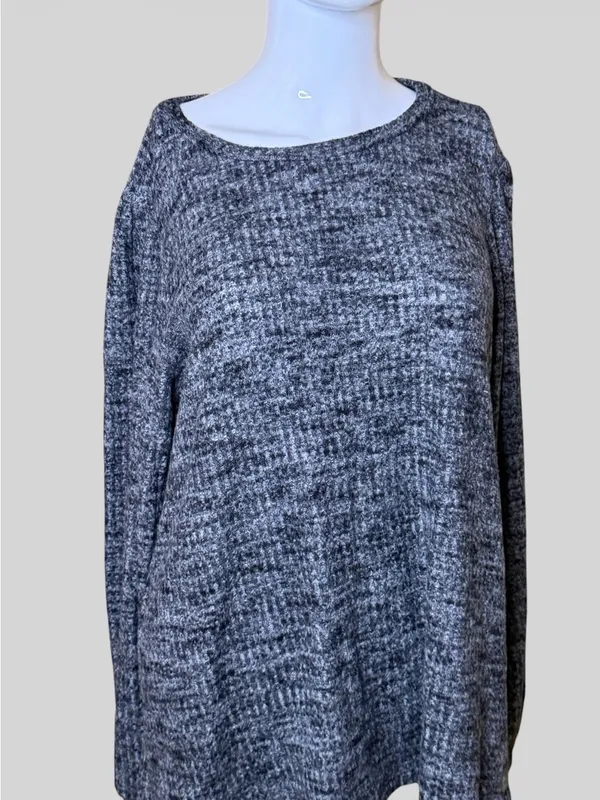 Relaxed Heather Charcoal Pullover Sweatshirt Gray Size L - Image 2